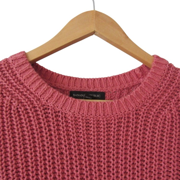 Banana Republic Garment Dyed Short Sleeve Sweater Small Red Clay Chunky Knit - Picture 3 of 9